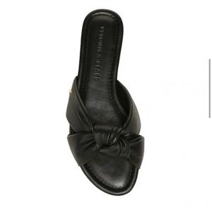 Veronica Beard 'Salton' Knot-Front Leather Slide Sandals, Black